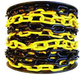 Пластиковая сигнальная цепь ТЕХНОЛОГИЯ черно-желтая, 6 мм, бухта 50 м 00-00008133 