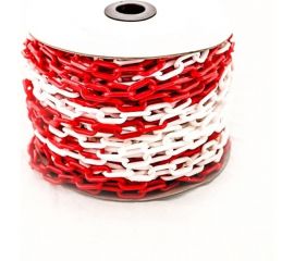 Пластиковая сигнальная цепь ТЕХНОЛОГИЯ красно-белая, 6 мм, бухта 50 м 00-00006448 