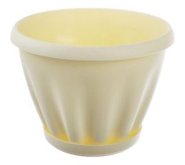 Горшок с поддоном Материя Пластика Знатный желтый, диам. 110 мм, 0.45 л 043155 