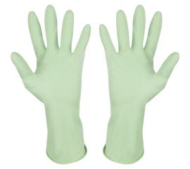 Латексные перчатки Рыжий кот с хлопковым напылением, зеленые, размер S 101278 