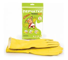 Хозяйственные латексные перчатки Золушка желтые, р. L 6492 