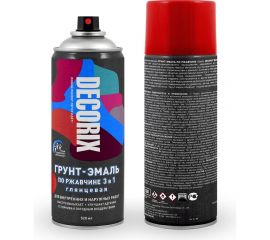 Аэрозольная грунт-эмаль по ржавчине 3 в 1 Decorix (красный; глянцевый; 520 мл) 0106-04 DX 