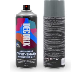 Аэрозольная грунт-эмаль по ржавчине 3 в 1 Decorix (серый; глянцевый; 520 мл) 0106-22 DX 