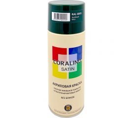 Краска аэрозольная полуматовая CORALINO SATIN RAL6005 Зеленый Мох CS6005 