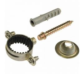 Оцинкованный хомут с резин. уплотнителем Terma 50 мм, шуруп, дюбель, дек. чашка, 5 шт. 28762 