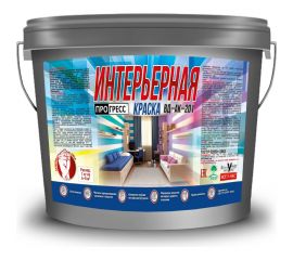 Интерьерная акриловая водно-дисперсионная краска ПРОГРЕСС ВД-АК-201 для стен и потолков, белый, 1.4 кг УТ00001084 