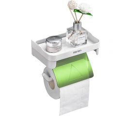 Держатель для туалетной бумаги URM настенный, с пластиковой полкой, 18x13x11 см, зеленый D01228 