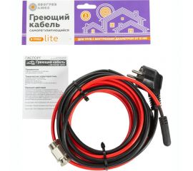 Греющий саморегулирующийся кабель Обогрев Люкс Lite в трубу, 3 м, с сальником 12003 