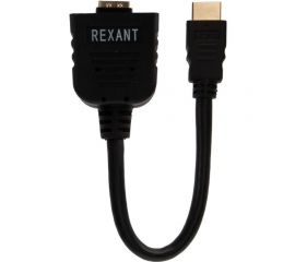 Разветвитель REXANT штекер HDMI - 2 гнезда HDMI с проводом, черный 17-6832 
