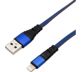 Кабель USB - Lightning REXANT 2.4 А, 1 м, для iPhone синяя нейлоновая оплетка 18-7053 