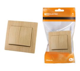 2-клавишный выключатель TDM 10А ЭКО сосна Таймыр SQ1814-0202 