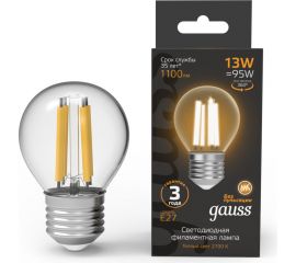 Лампа Gauss Filament Шар 13W 1100lm 2700К Е27 LED 105802113 