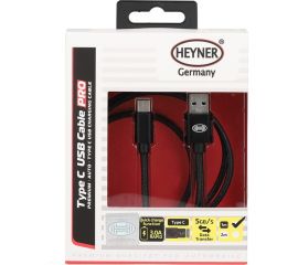 Кабель Heyner Премиум Type C USB 3.0, до 5Gb/сек, быстрая зарядка, 1м Черный 511310 
