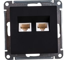 Двойная компьютерная розетка Schneider Electric ATLASDESIGN RJ45+RJ45, категория 5E, КАРБОН ATN001085 