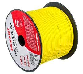 Провод ПГВА REXANT 1х1.50 кв.мм, желтый, бухта 100 м 01-6532 