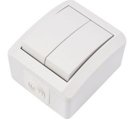 Двухклавишный накладной выключатель KRANZ IP54 белый KR-78-0832 