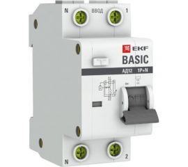 Дифференциальный автомат EKF Basic АД-12, 1P+N, 40А, 30мА, тип АС, характеристика C, электронный, 4,5кА, SQ DA12-40-30-bas 