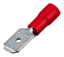 Плоская изолированная клемма REXANT РПи-п 1,5-(6,3) штекер 6,3 мм 0,5-1,5 мм2 красная 10 шт 06-0383-A 