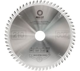 Диск отрезной для ламината и МДФ (210x30x2.4/1.6 мм; Z=60 TFZ) PROCUT 755.2103060 