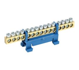 Нулевая N шина с синим изолятором тип Стойка на DIN-рейку REXANT 6x9 мм 15 групп 11-2356 