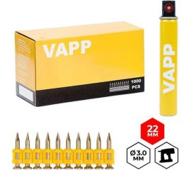 Гвозди VAPP 22х3 мм, усиленные, для монтажного пистолета TOUA с газовым баллоном 165 мм VAPP.G-CN322 
