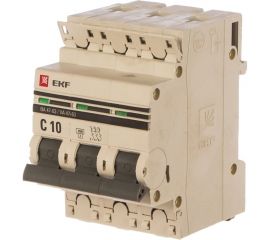 Автоматический трехполюсный выключатель EKF 10А С ВА47-63 4.5кА PROxima mcb4763-3-10C-pro 