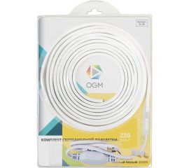 Комплект светодиодной ленты OGM 220В, 6Вт/м, smd2835, 60д/м, IP44, 600Лм/м, подложка10мм, 5м, т/б SL-58 