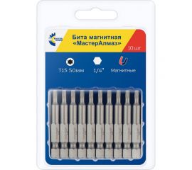Бита магнитная (10 шт; Т15х50 мм; 1/4"") МастерАлмаз 10501061 