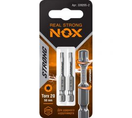 Бита торсионная STRONG (2 шт; TX20х50 мм; карта; E6.3) NOX 339205-2 