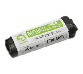 Мешки для мусора Стандарт (20 шт; 45х54 см; 30 л; 5 мкм; ПНД; черные) Доляна 1241389 