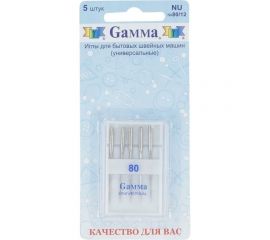 Иглы для бытовых швейных машин универсальные NU №80/12 5 шт. Gamma 110982 