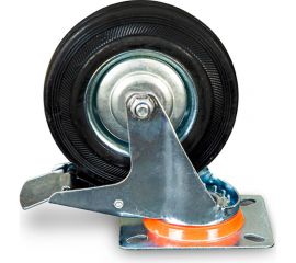 Колесо поворотное резиновое MW80 125 мм с тормозом TOR 1022089 