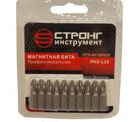 Набор магнитных бит (10 шт; РН2х25 мм; 1/4"") Strong СТП-93100025 