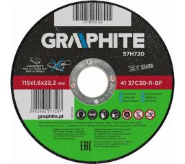Диск отрезной по камню 115x1.6x22.2 мм, 41 37C30-R-BF GRAPHITE 57H720 