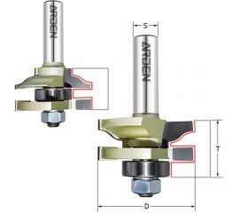 Комплект фрез для мебельной обвязки (2 шт, 41х69 мм, хвостовик 8 мм) ARDEN 409871 