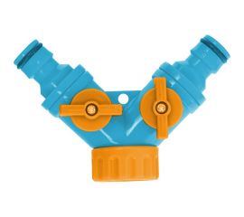 Разветвитель 2-х канальный регулируемый, штуцерный, пластиковый, для шланга 3/4"" Yard 64-2-015 