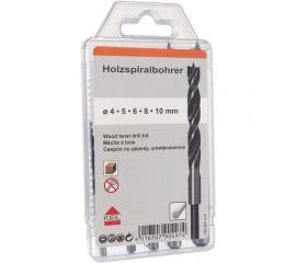 Сверла спиральные по дереву 4,0-10,0 мм, 5 шт., мягк.упак. KEIL 180350410 