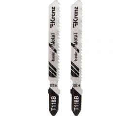 Пилка для лобзика по металлу T118B 76 мм, шаг 2.1 мм, 2 шт KRANZ KR-92-0313 