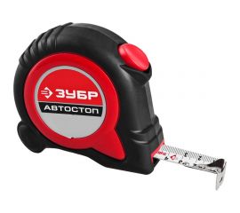 Рулетка ЗУБР Автостоп 10м/25мм с автостопом и ударостойким обрезиненным корпусом 34052-10-25_z01 