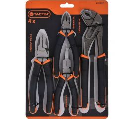 Набор инструмента TACTIX ERGO из 4-х штук, плоскогубцы 2 шт., кусачки, переставные плоскогубцы 204009 