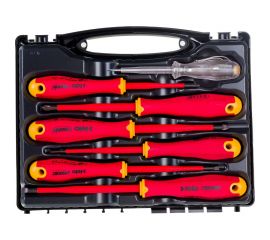 Набор диэлектрических отверток SL/PH/PZ E-Slim, отвертка тестер напряжения сети Felo Ergonic в кейсе, 7 шт 41380736 