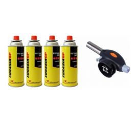 Газовая горелка с пьезоподжигом и газ цанговый 4 баллона A2DM 190889 