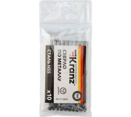 Сверло по металлу (10 шт; 4.8x86x52 мм; HSS) KRANZ KR-91-0840 