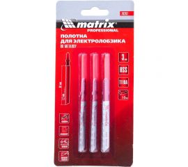 Набор пилок по металлу для электролобзика Matrix Professional 50x1.2 мм HSS EU-хвостовик 78207 3 шт. 