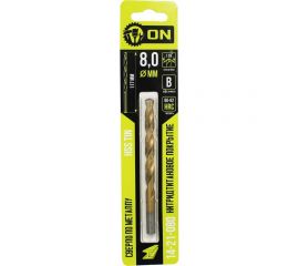 Сверло по металлу HSS TIN 8x117 мм, нитридтитановое покрытие On 14-21-080 