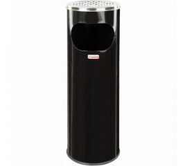Урна ЛАЙМА Профессионал с пепельницей, 18 литров, нержавеющая сталь, черная 606298 