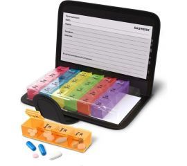 Таблетница/Контейнер-органайзер DASWERK для лекарств и витаминов, 7 дней/4 приема в чехле на кнопке 630842 