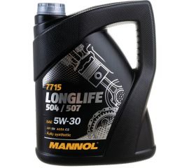 Синтетическое моторное масло MANNOL LONGLIFE 504/507 5W-30 5 л 7001 