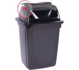 Корзина для бумаг Стамм 12 л, цельная с вращающейся крышкой, черная КР90 