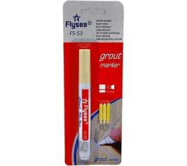 Маркер краска для плиточных швов Flysea Grout Marker 2-4 мм, 3 запасных наконечника, бежевый FS-53 BEIGE 